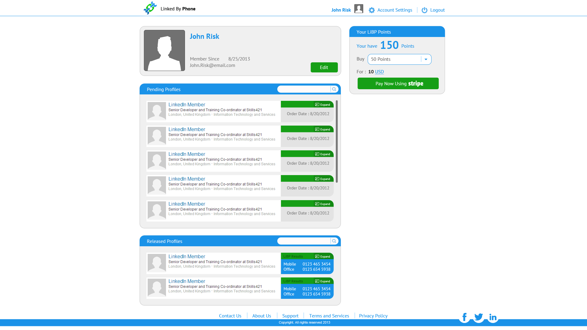 Linked by phone customer view screen 2